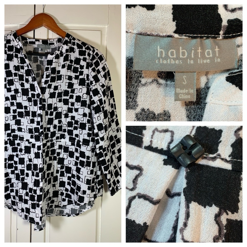 Habitat Scandi Logom Lagenlook Tunic Button Shirt Women Small Art To Wear Church
